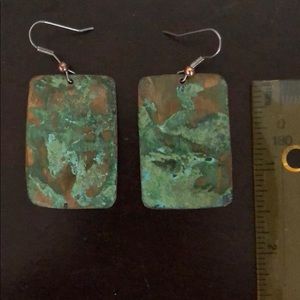 Patina rectangle earrings. NWOT!